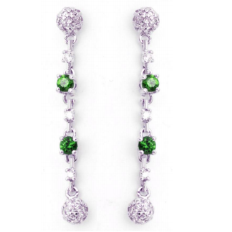 18K white gold emerald and diamond dangling earring