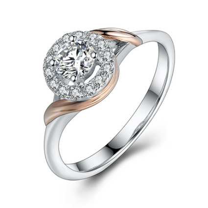 18K white gold micropave setting diamond flowering wedding engagement  ring