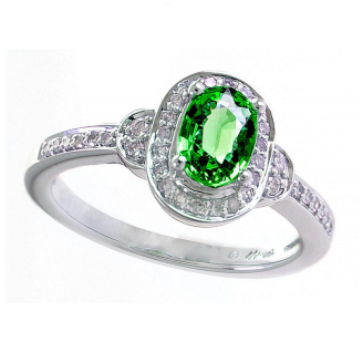 18K/14K white gold micropave setting diamond emerald main stone gift ring