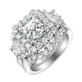 18K white gold micropave setting diamond flowering wedding engagement  ring