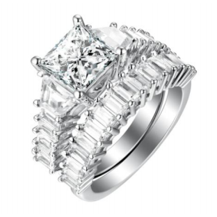 18K white gold fine cut diamond wedding engagement  ring