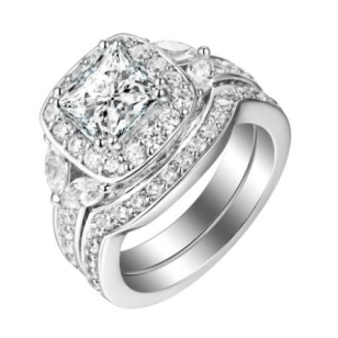 18K white gold micropave setting diamond big diamond nice ring band