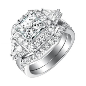 18K white gold micropave setting diamond flowering wedding engagement  ring