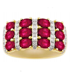 18K yellow gold ruby diamond wedding engagement birthday ring