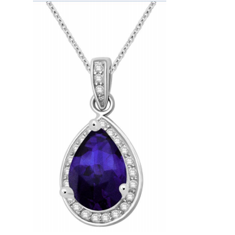 14K gold nice clasp sapphire diamond pendant necklace