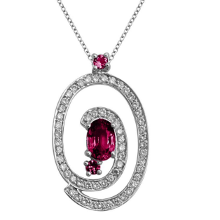 18K white gold ruby goddness round circle pendant necklace