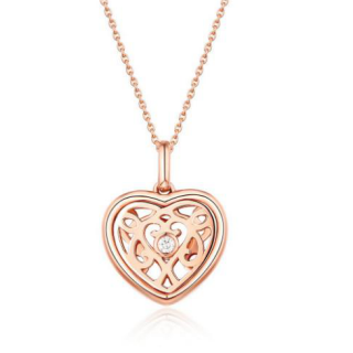 18K rose gold heart shape filligree jewelllery jewelry pendant necklace