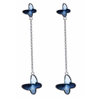 Sterling Silver 925 two butterflies shell pearl dangling earring