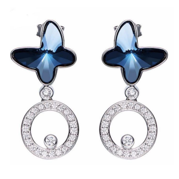 925 sterling silver butterfly shell pearl round ears cubic zirconic earring