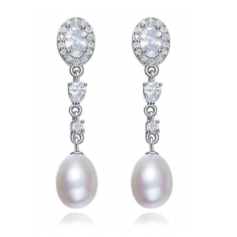 925 sterling silver shell pearl  cubic zirconic earring