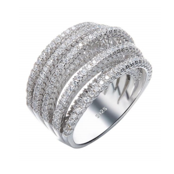 stylish 925 sterling silver multi circles cubic zirconic stone setting ring