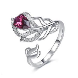 925 sterling silver leave crown red cubic zirconic holding ring