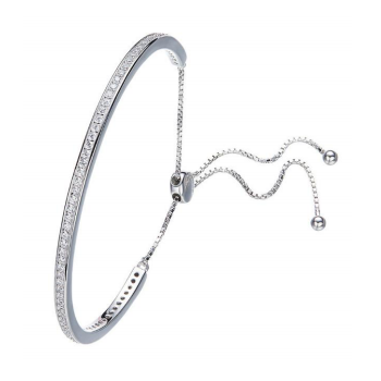 stylish 925 sterling silver  cubic zirconic stone silicon adjustable bracelet