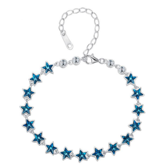 attractive stars blue cubic zirconic pave bracelet with extension chain