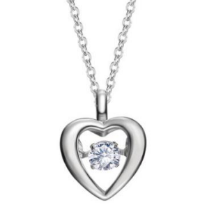 sterling silver heart shape dancing stone twinkling pendant necklace