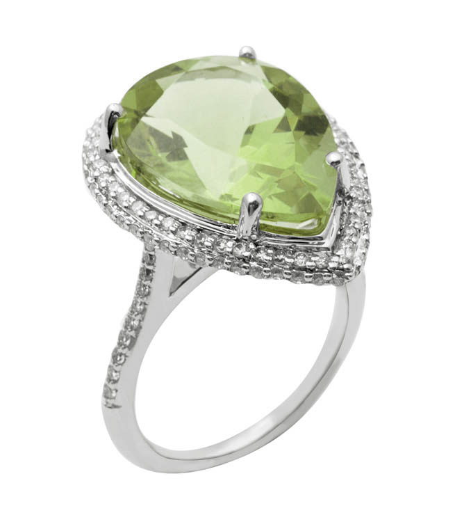18K Gold Diamond Ring With Peridot