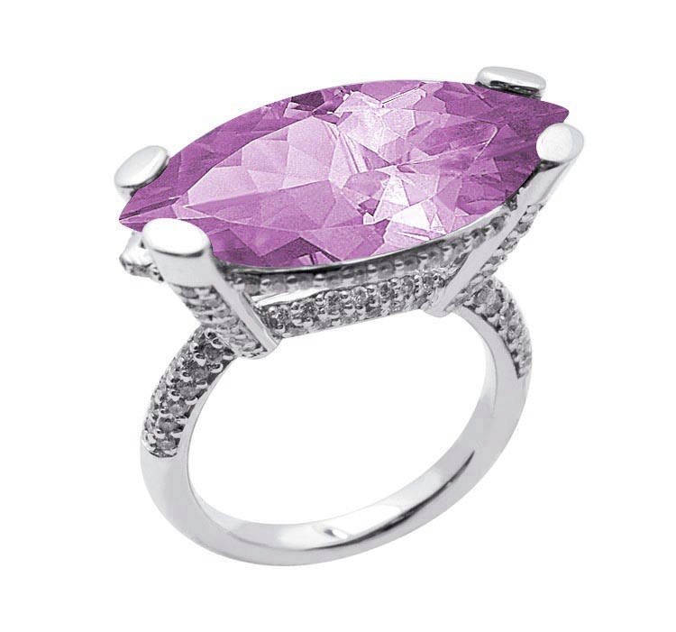 18K Gold Diamond Ring With Amethyst