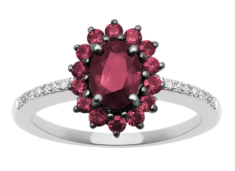 18K Diamond Ring with Ruby