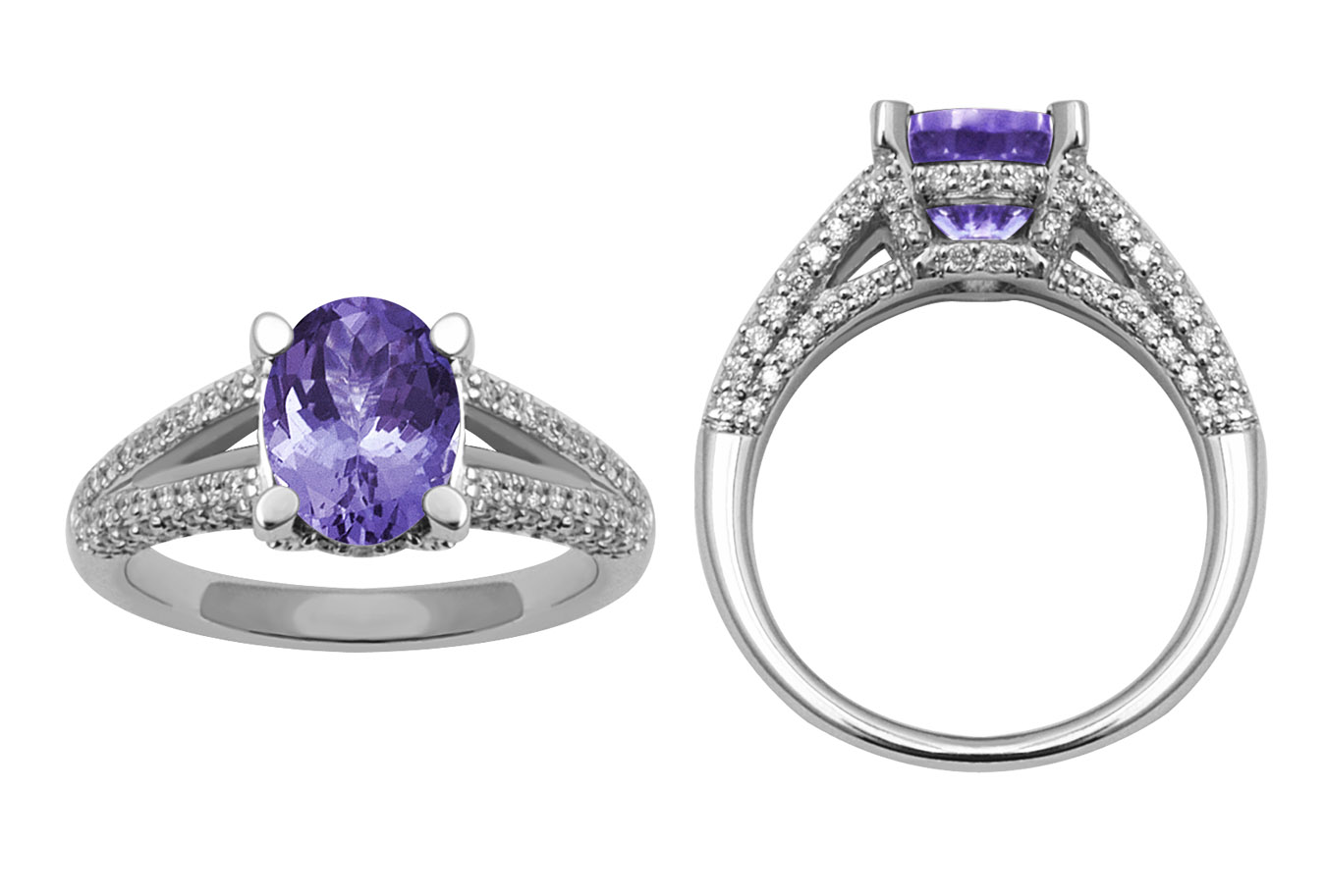 18K Gold Diamond Ring with Tanzanite