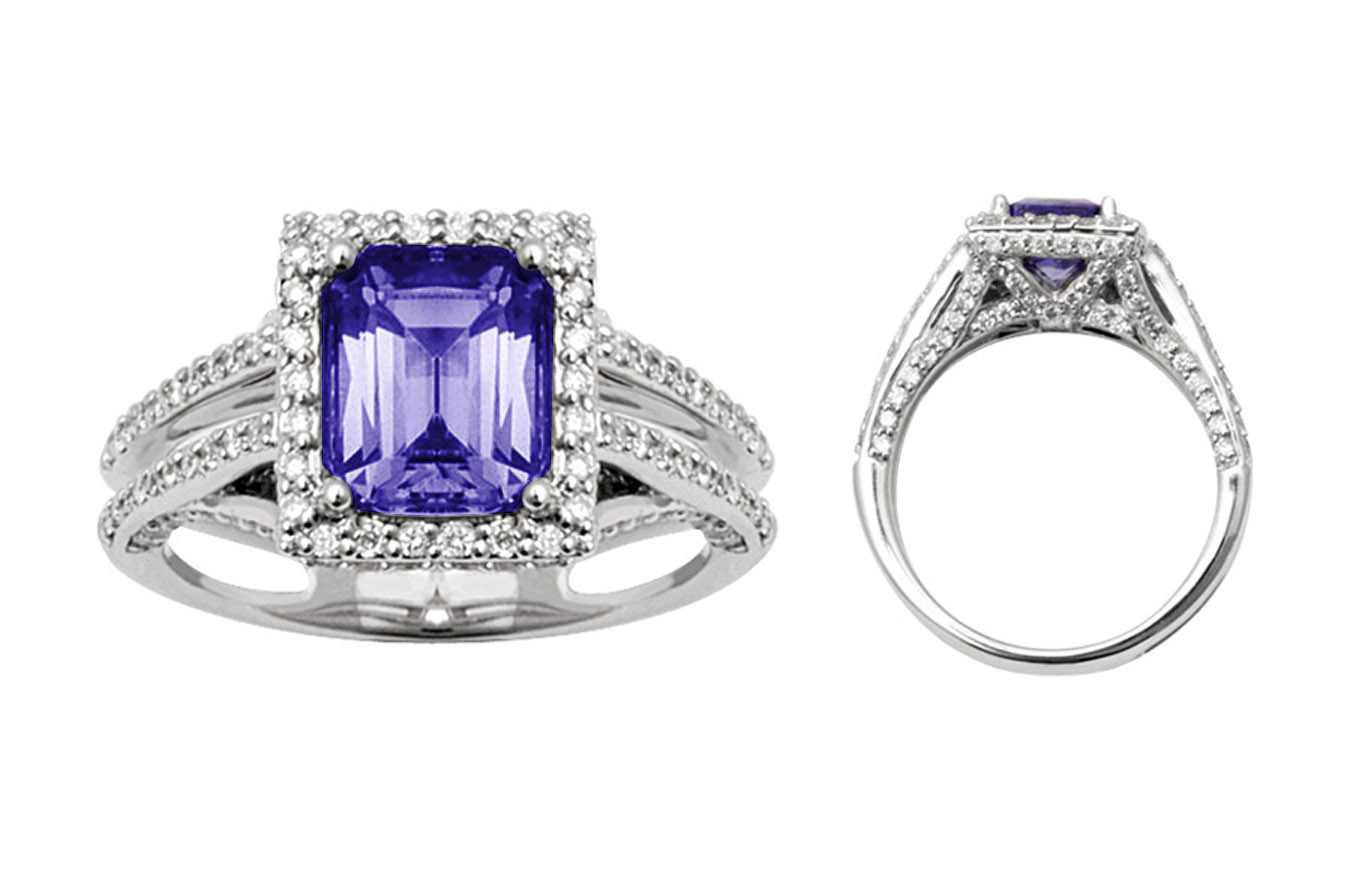 18K Gold Diamond Ring with Tanzanite