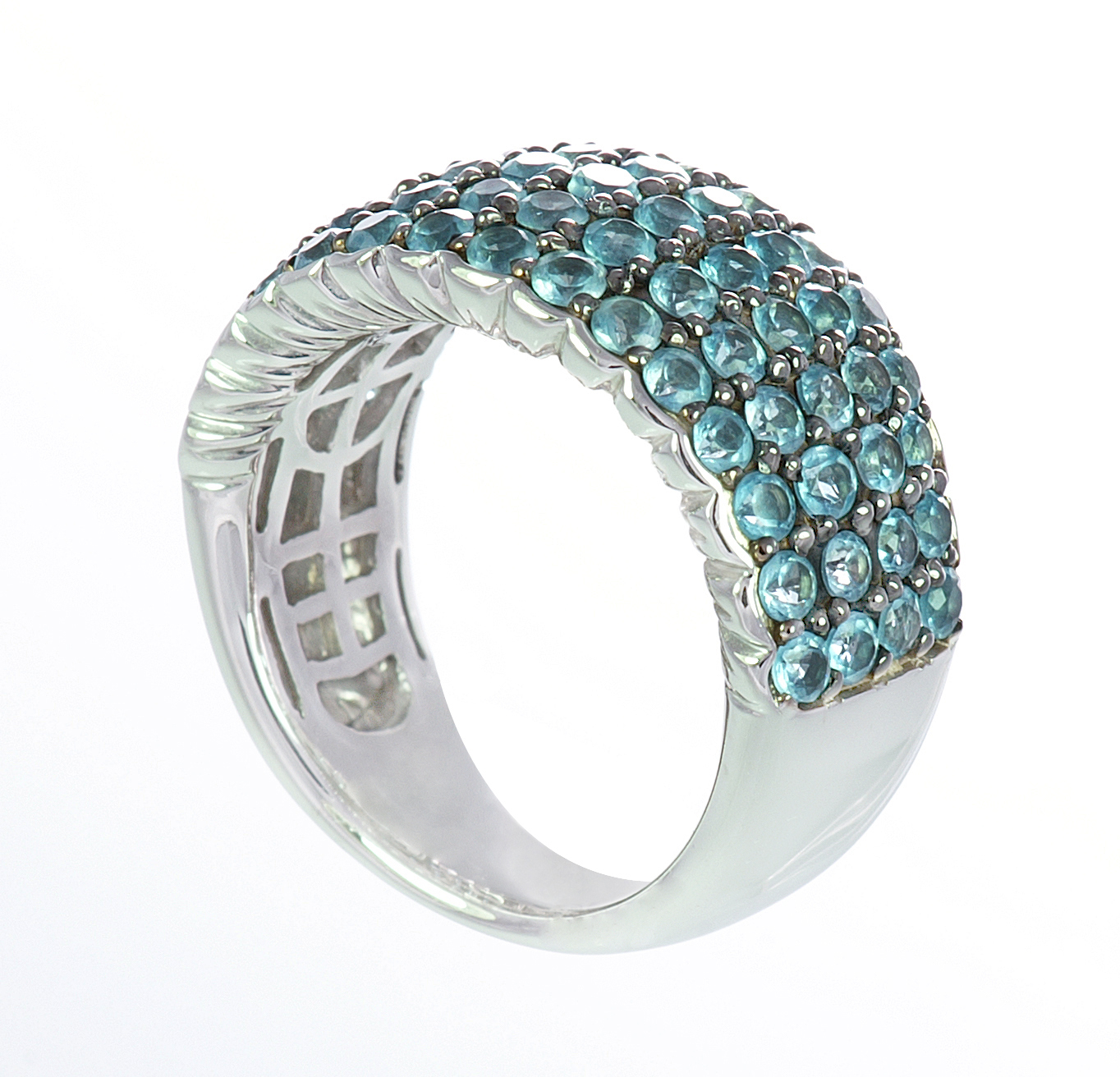 18K Wide Ring Band with Blue Topaz