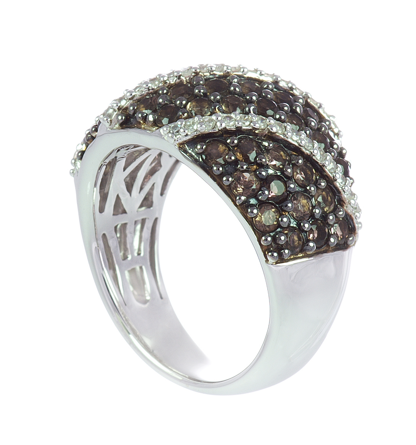 18K Wide Ring Band with Smoky Quartz