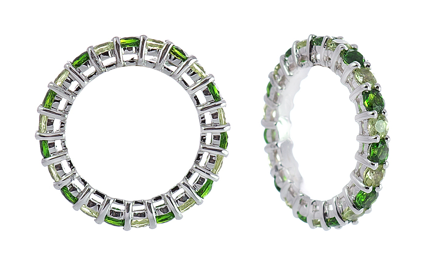 18K Ring Band with Peridot and Saffirie