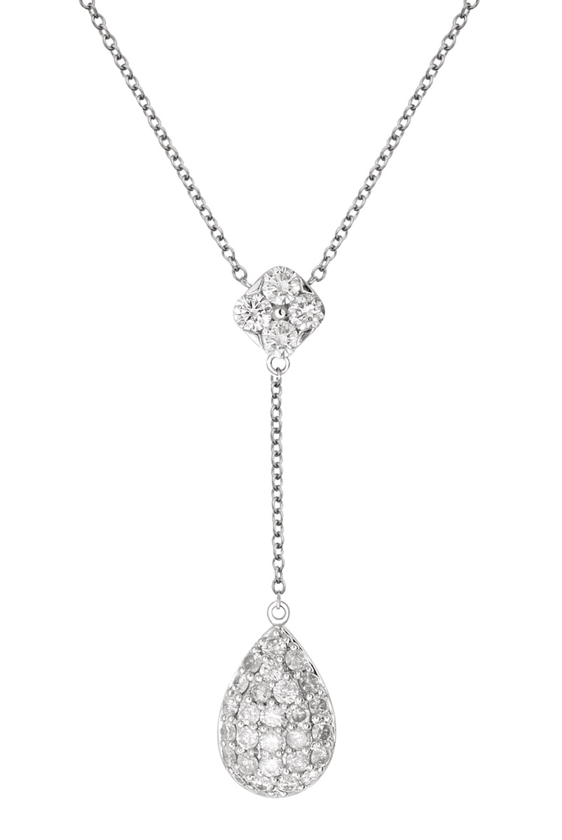 18K Gold Diamond Dropping Pendant Necklace