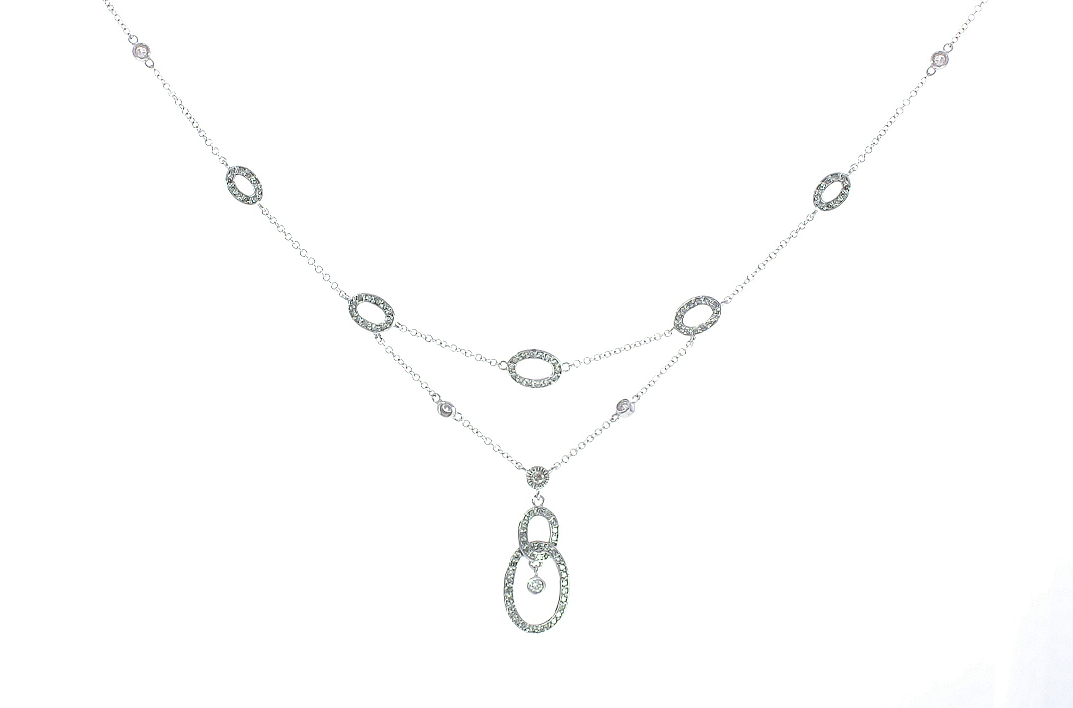 18K Double Layers Diamond Necklace