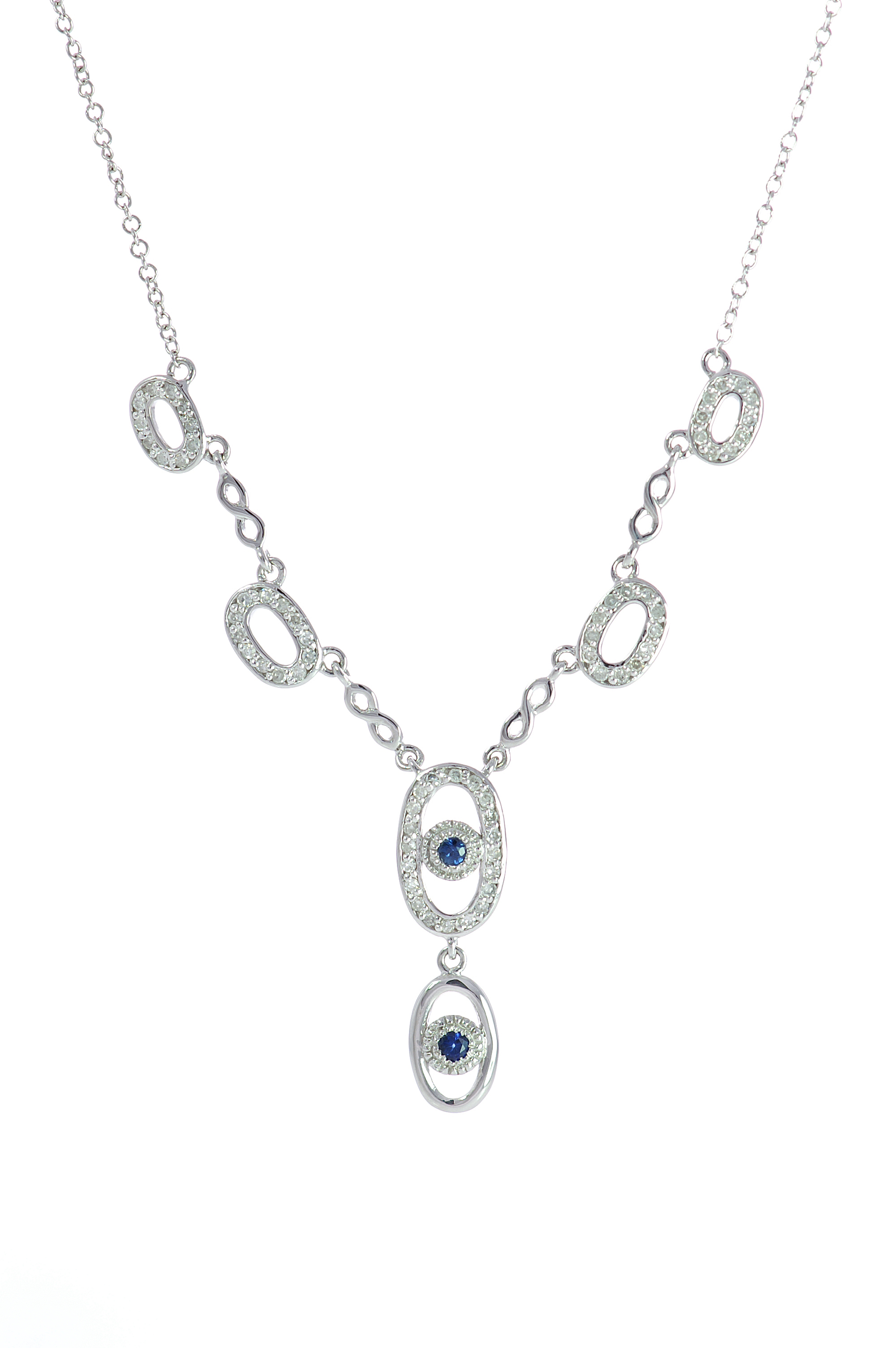 18K Evil Eye Dangling Pendant Necklace with Sapphire