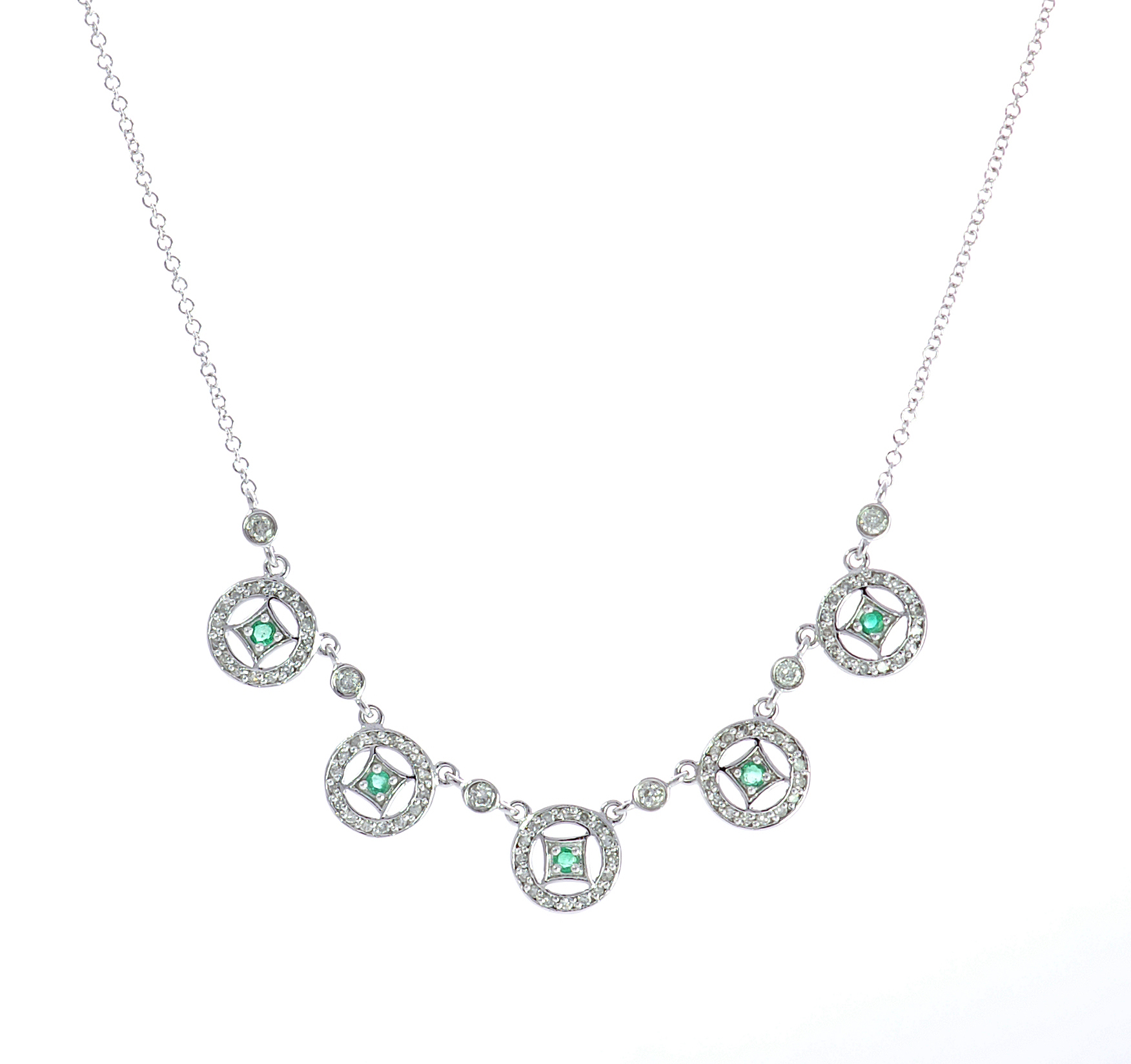 18K Dangling Necklace with Emerald