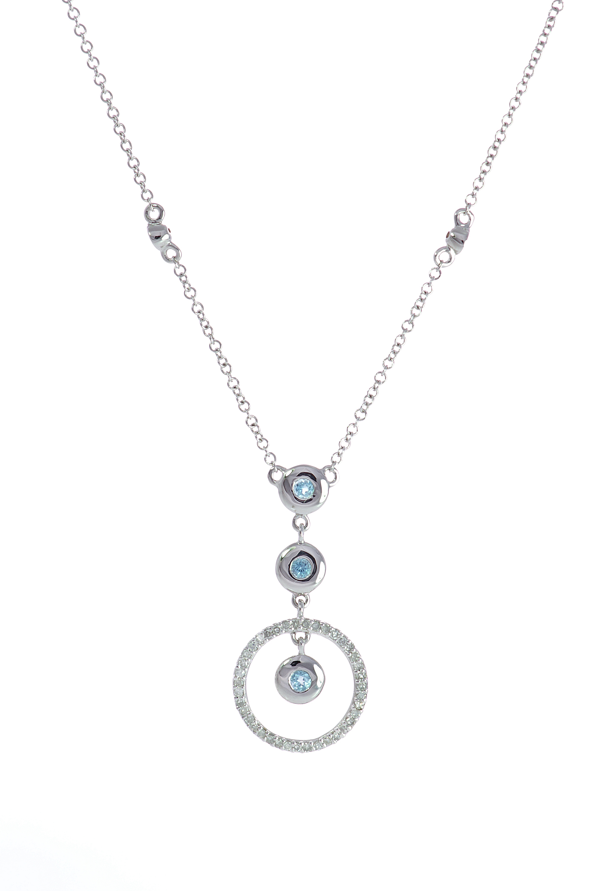 18K Dangling Pendant Necklace with Blue Topaz