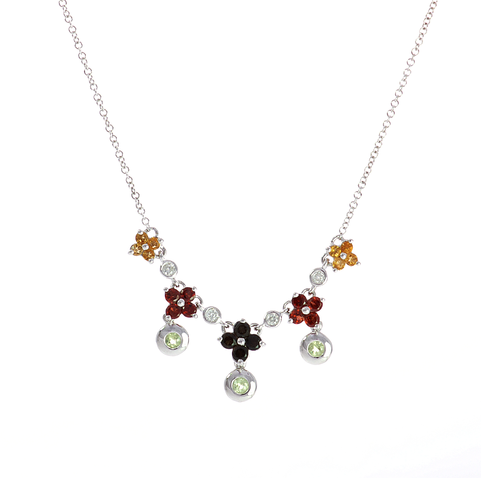 18K Bloosom Flowering Colorful Dangling Necklace