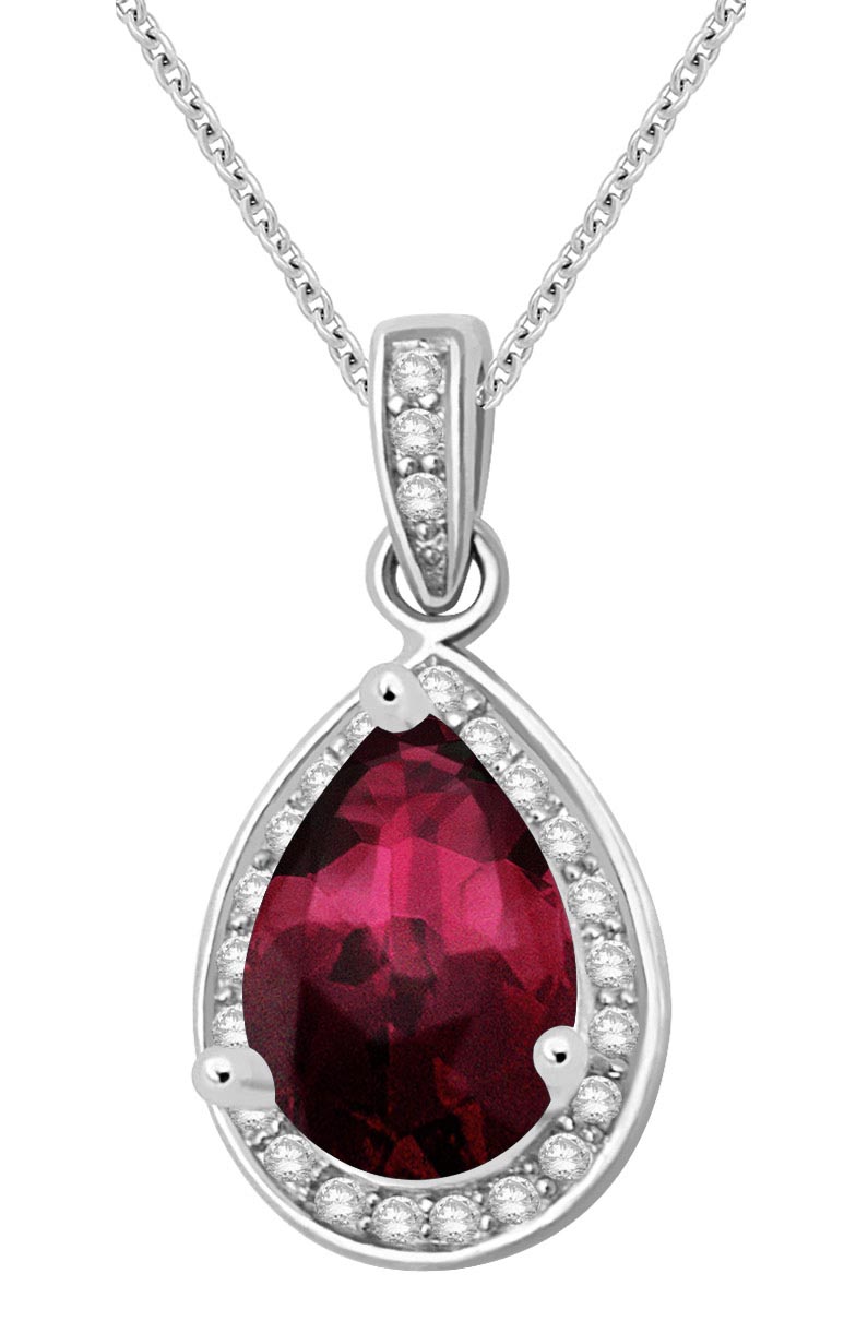 18K Gold Diamond Pendant With Ruby