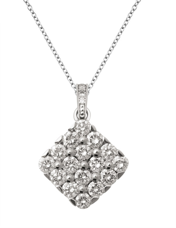 18K Gold Diamond Square Pendant
