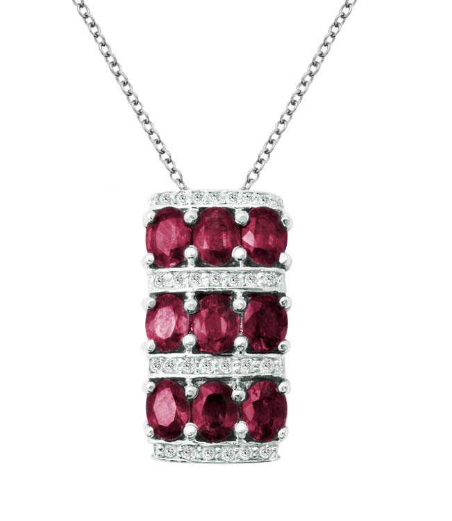 18K Gold Diamond Pendant With Ruby