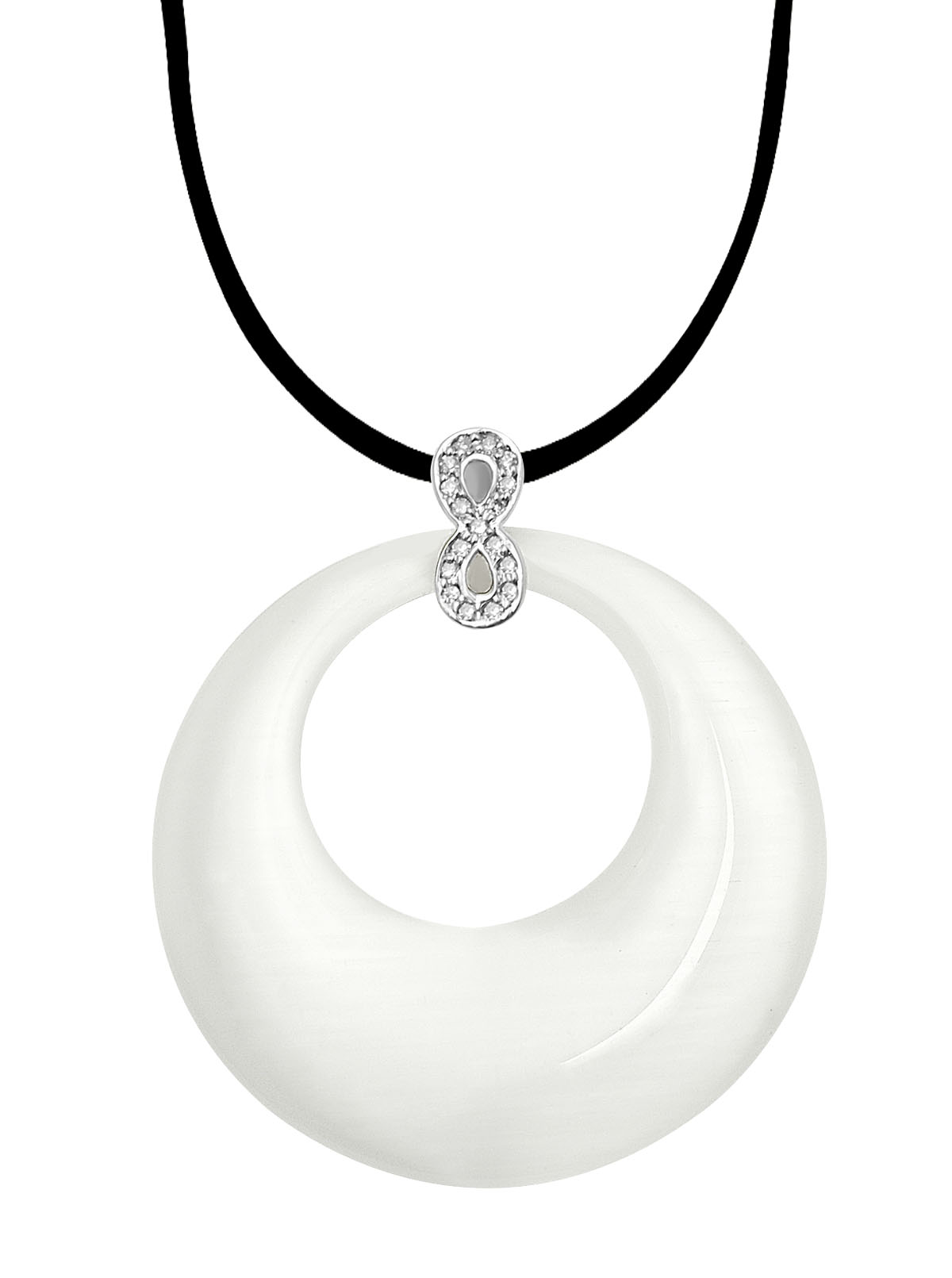 18K Infinity Diamond Pendant with Mother of Pearl