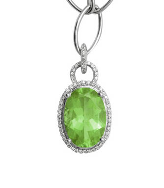 18K Gold Diamond Pendant With Peridot
