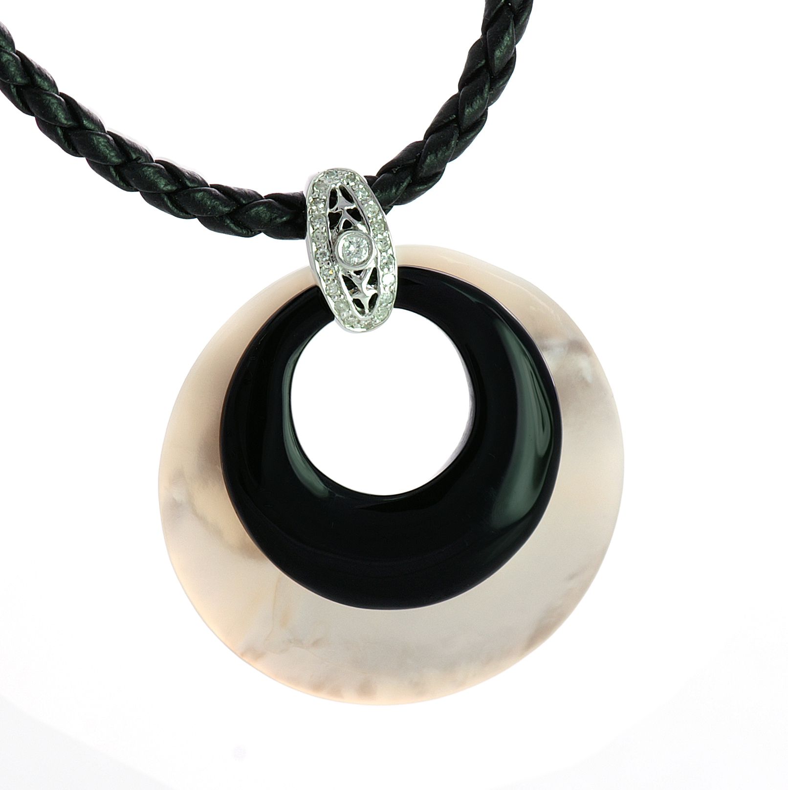 18K Diamond Pendant with Mother of  Pearl