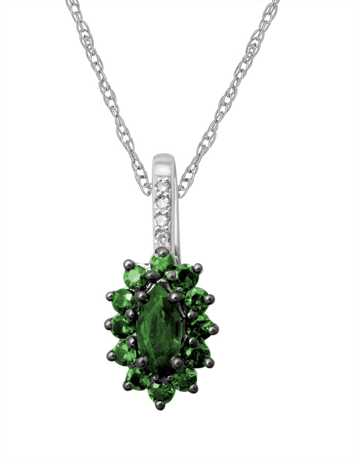 18K Diamond Pendant with Emerald