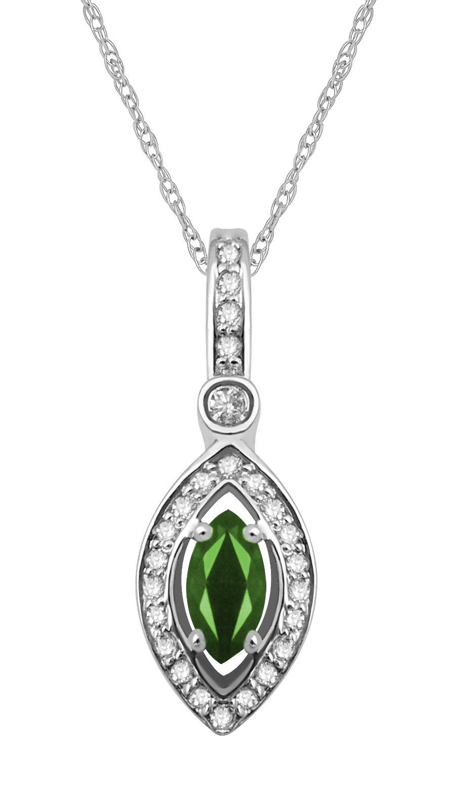 18K Diamond Pendant with Emerald