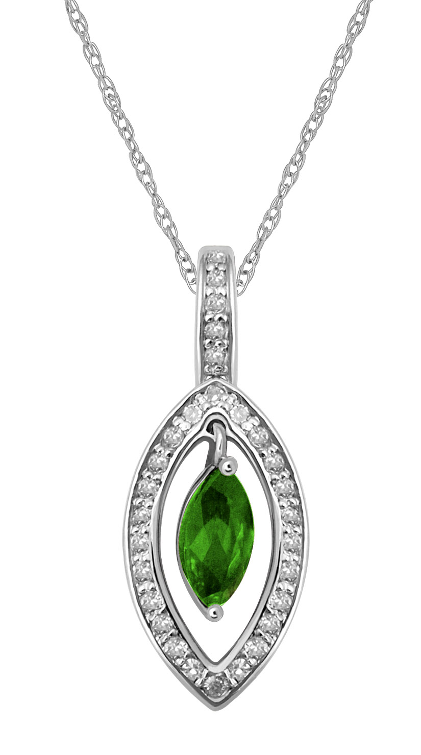 18K Diamond Pendant with Emerald
