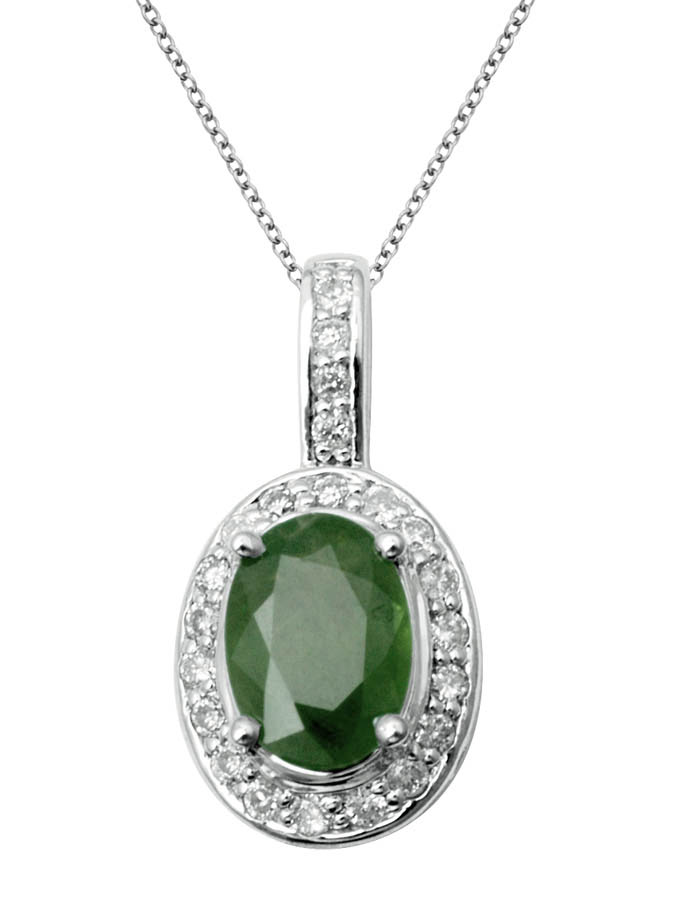 18K Diamond Pendant with Emerald