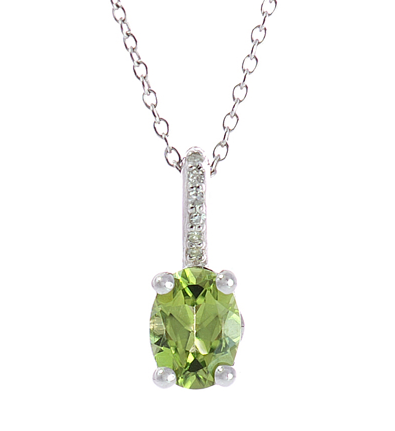 18K Diamond Pendant with Peridot