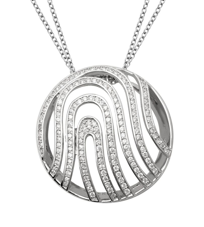 18K Round Disk Diamond Pendant