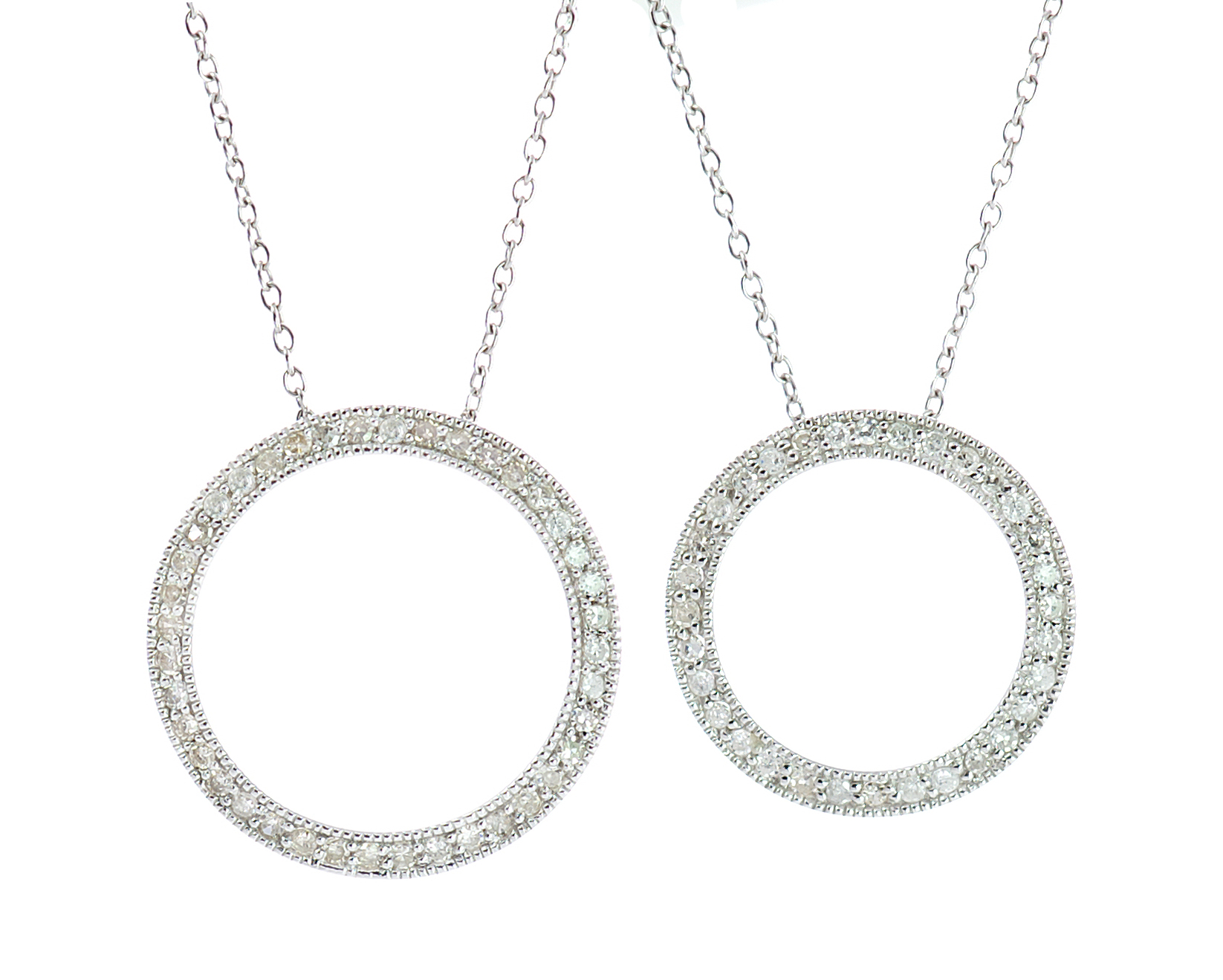 18K Round Circle Diamond Pendant