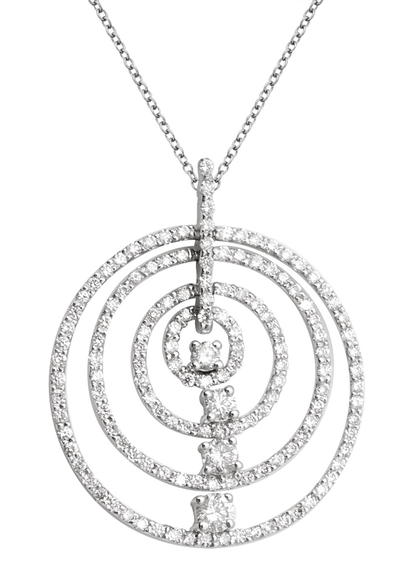 18K Round Circle Diamond Pendant