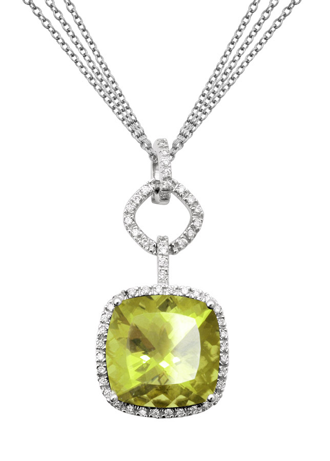 18K Diamond Pendant with Peridot