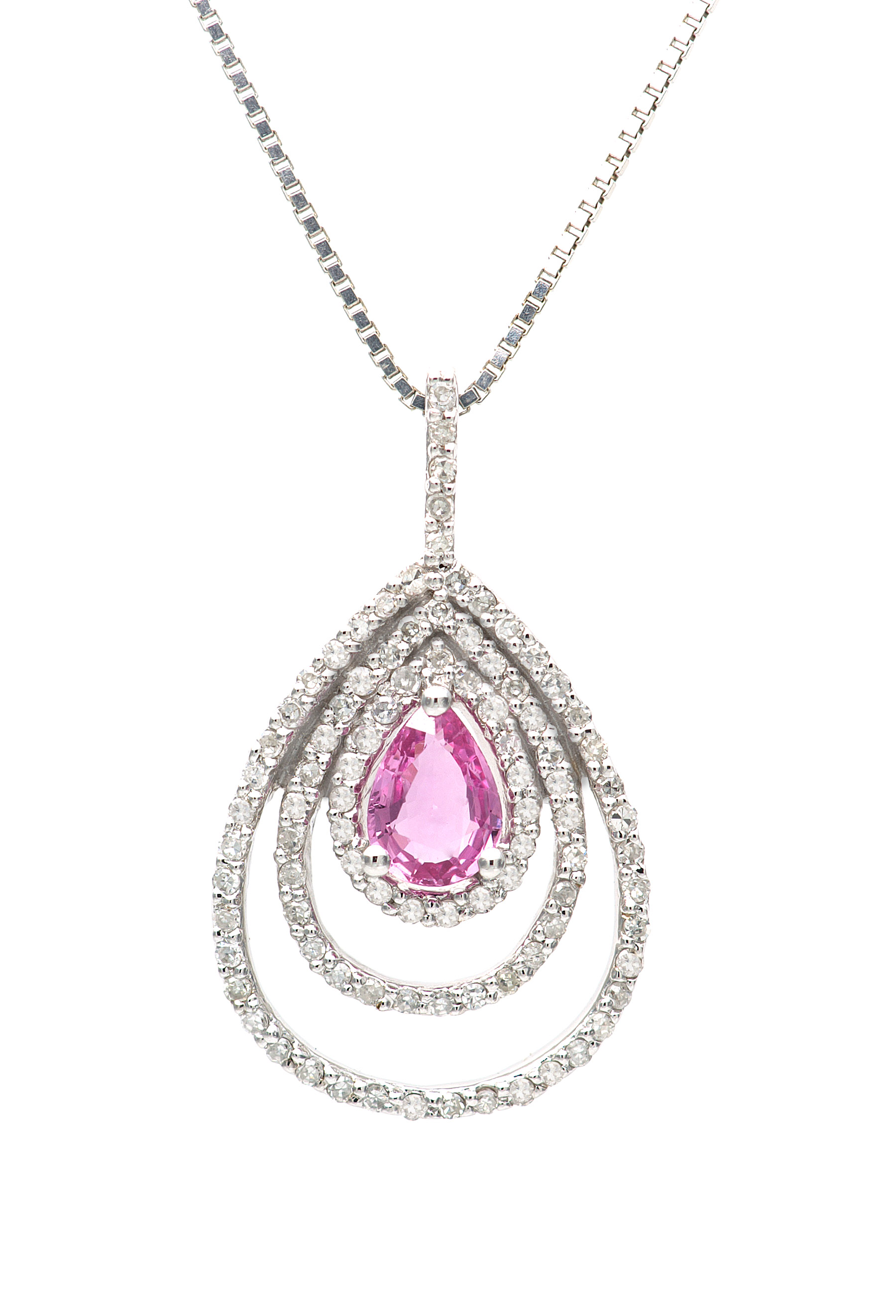 18k Pear Pink Sapphire Pendant