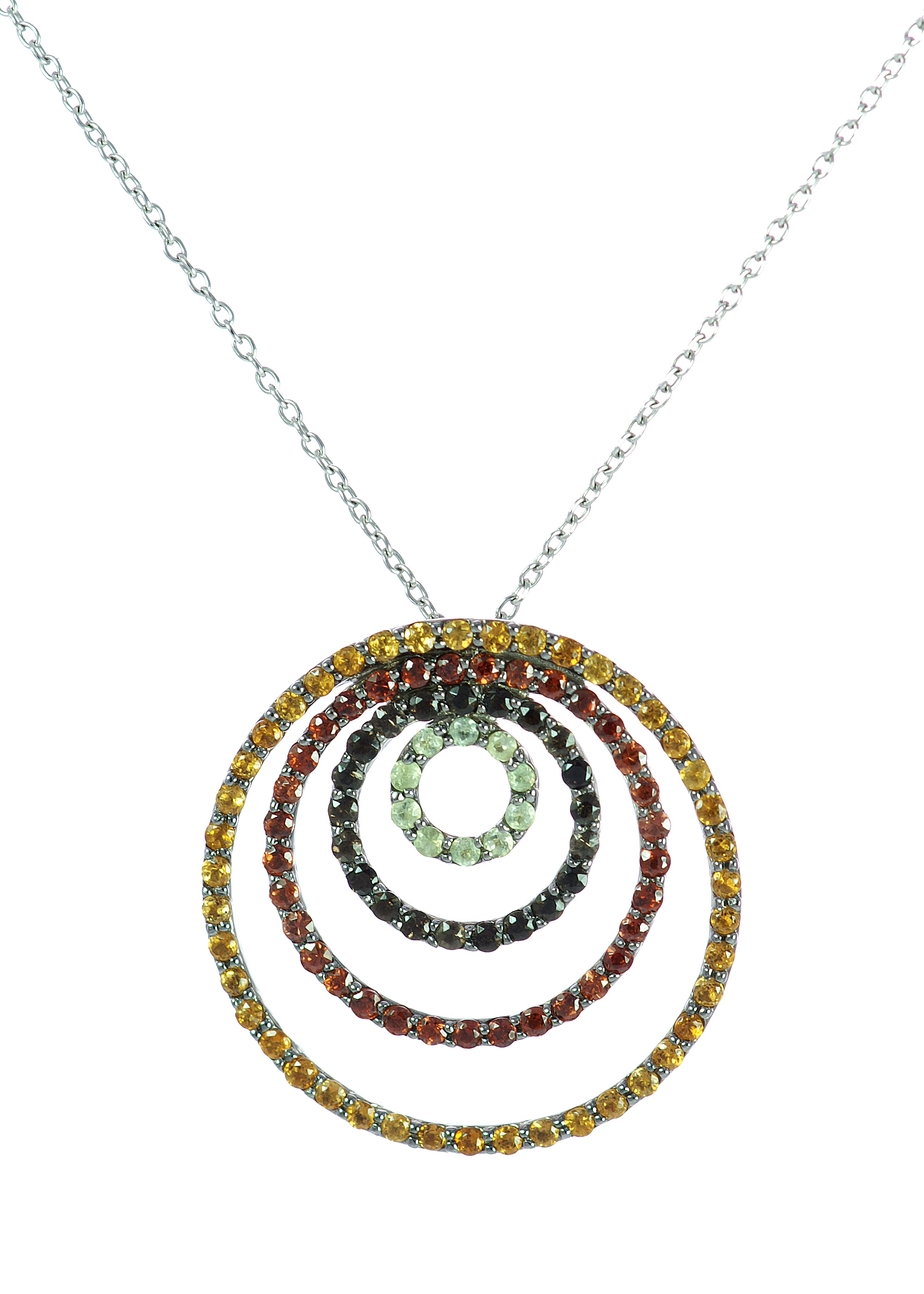 18k Color Stones Pendant with Blue Topaz, Citrine,Smokey Quartz and Peridot